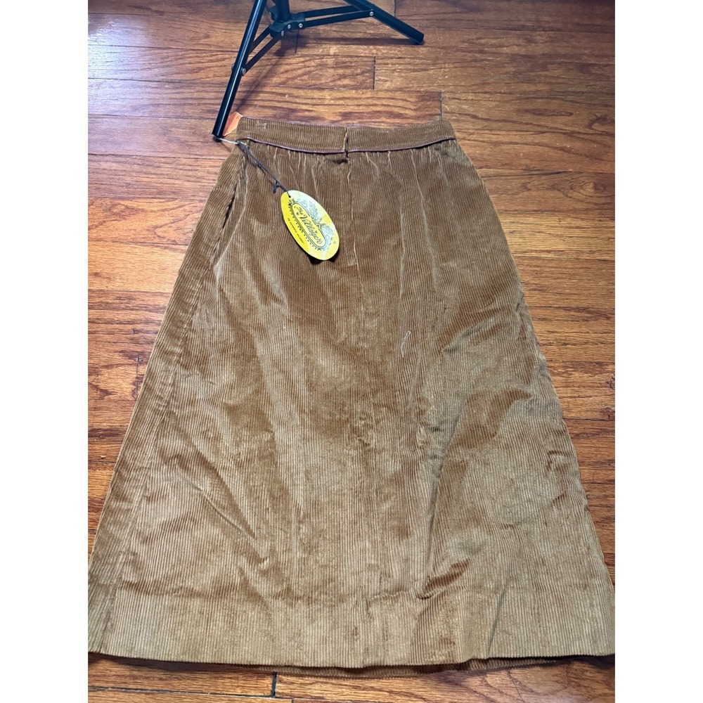 Vintage The Villager Corduroy Midi Skirt Brown High Waist A-Line NWT USA Made 8